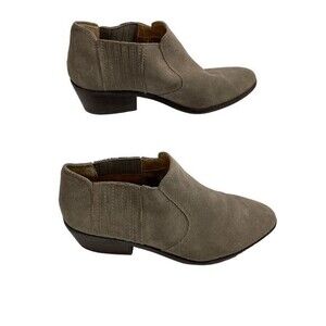 Lucky Brand Women's Folley Slip On Ankle Heeled Booties Gray Suede Leather US 10